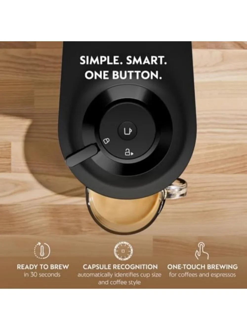 Versatile Coffee & Espresso Machine, Single Serve, Sleek Black Design, Easy to
